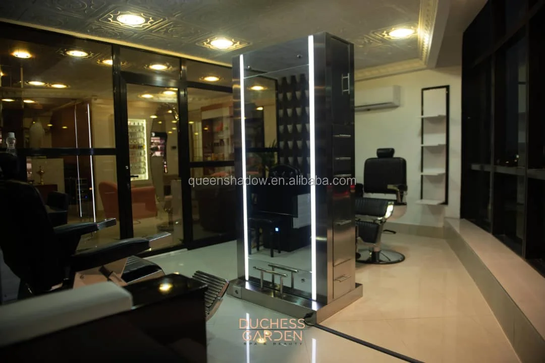 Hair salon equipment styling mirrors stations metal led barber mirror for beauty salon