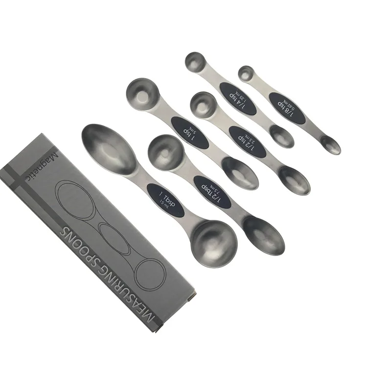 Набор Магнитных мерных ложек, 6 шт./двухсторонний дизайн для сухих и жидких ингредиентов/небольшой минимальный заказ, кухонные аксессуары, гаджеты, металл