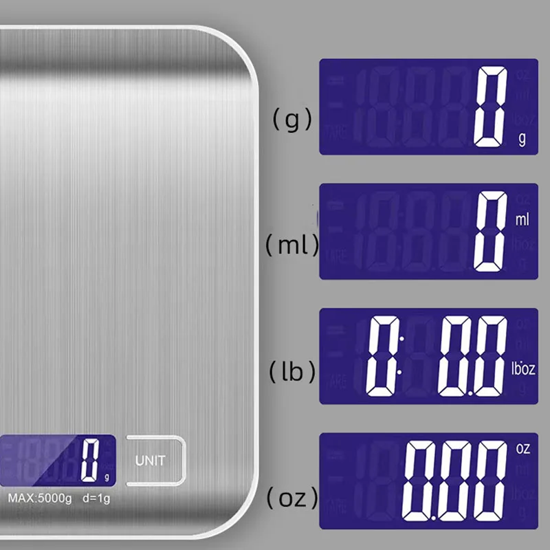 High Accuracy 5kg Digital Kitchen Scale Stainless Steel Glass LED Display Smart Food Measuring Tool Most Popular in Kitchen