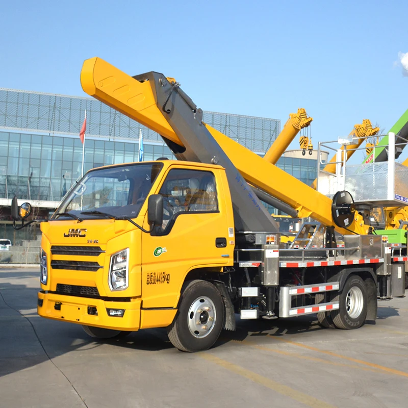 23 meters hydraulic aerial cage truck for high altitude advertising installation