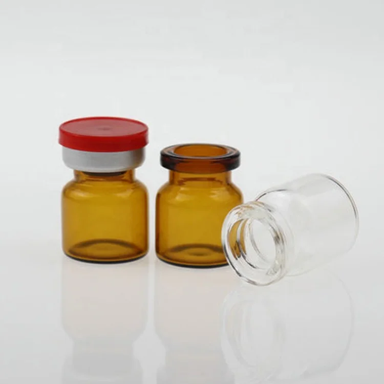 High Quality 3ml clear amber medicine apothecary glass vial bottles with aluminium easy pulling lid