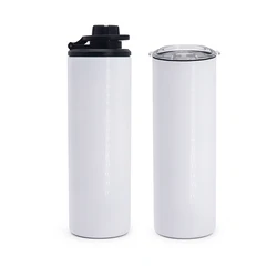 new design 20oz stainless steel cup white sublimation sport tumbler with 2 lids to drink wholesale