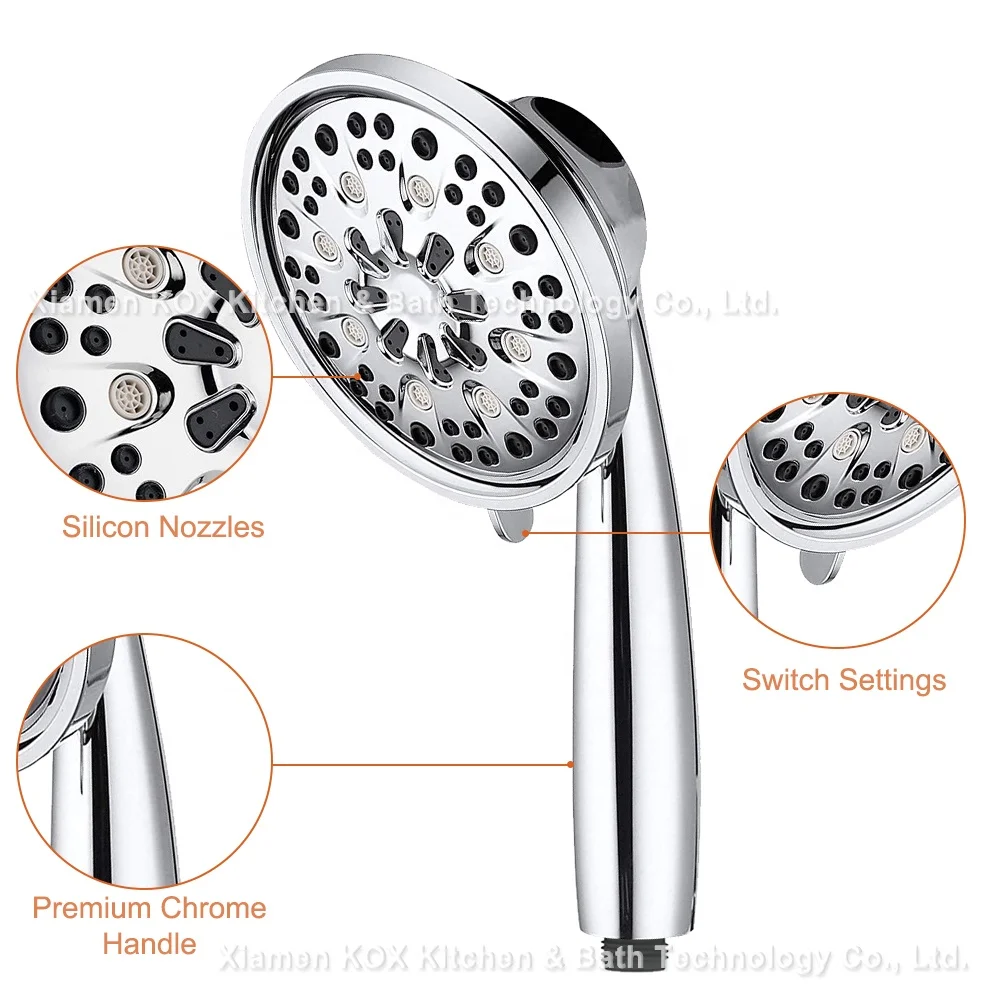 Chinese Manufacturer Hot Sale Customized Push Button Function Switching Handshower Plastic Round Handshower For Bathroom