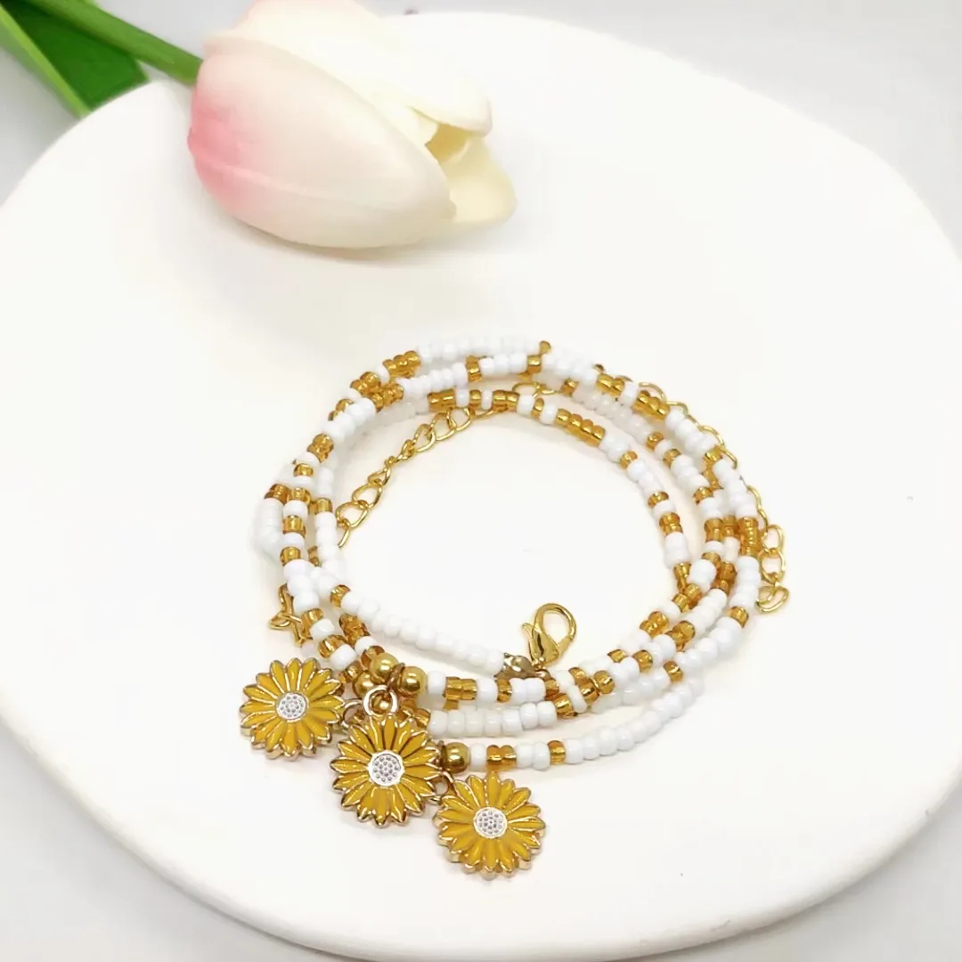 Drop Oil Chrysanthemum Beach Charm Waist bead Alloy belly chain Fashion jewelry body chain