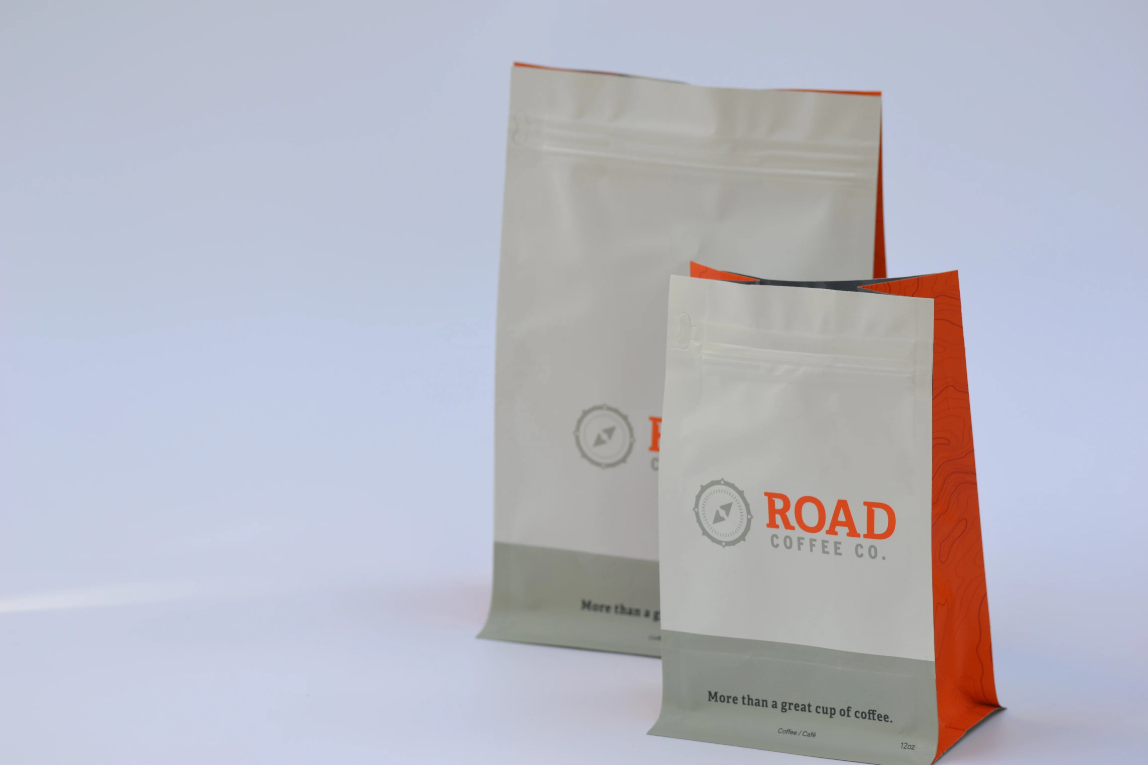 custom printed 12oz roasted coffee beans packing white kraft paper one way valve flat bottom bags with ziplock