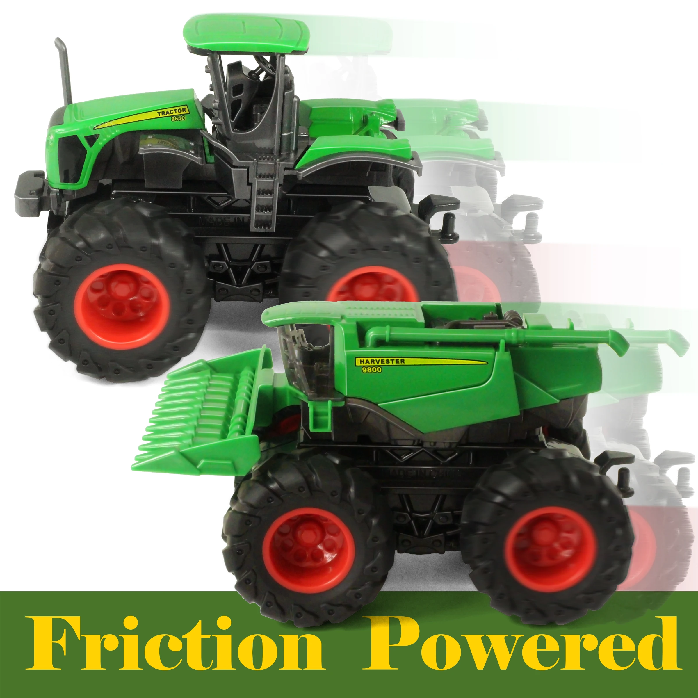 Monster Farm Tractor Friction Powered Monster Trucks Die-cast Body Front Loader Trailer Harvester 1 set 4 style mixed