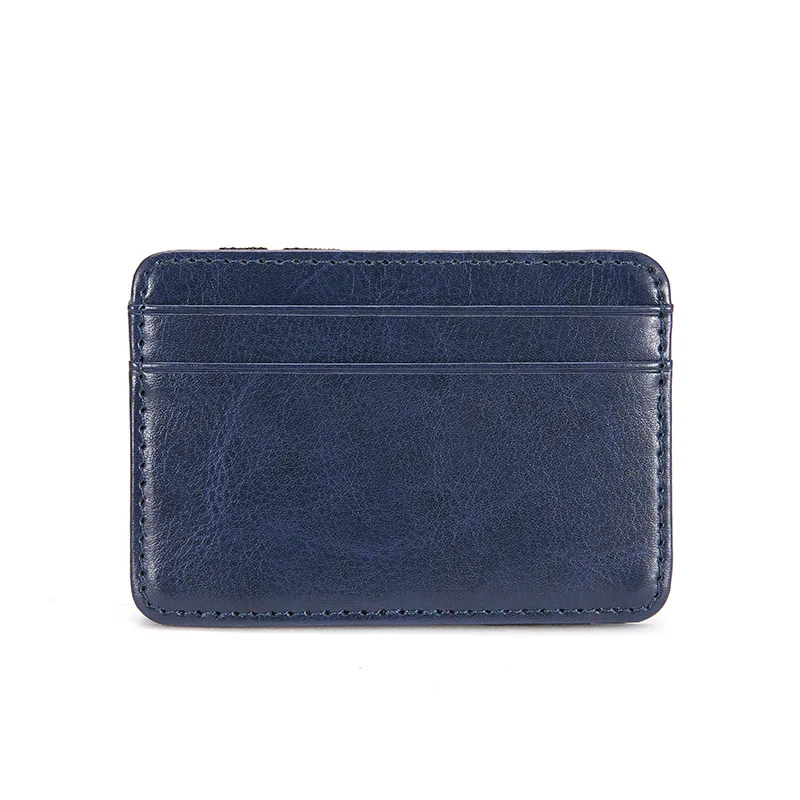 Custom Logo Mens Slim Pu Leather Magic Wallet Coin Purse Credit Card Holder Wallets Magic Money Clip Purse With Elastic Strip