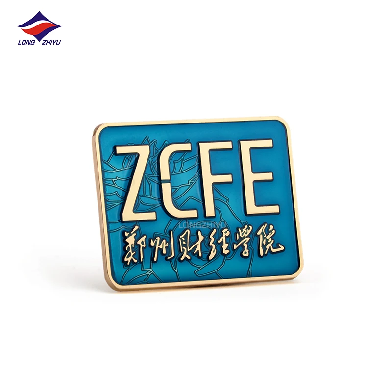 Longzhiyu 17years printed school badges producers custom school sports meet badges enamel school name basges pin