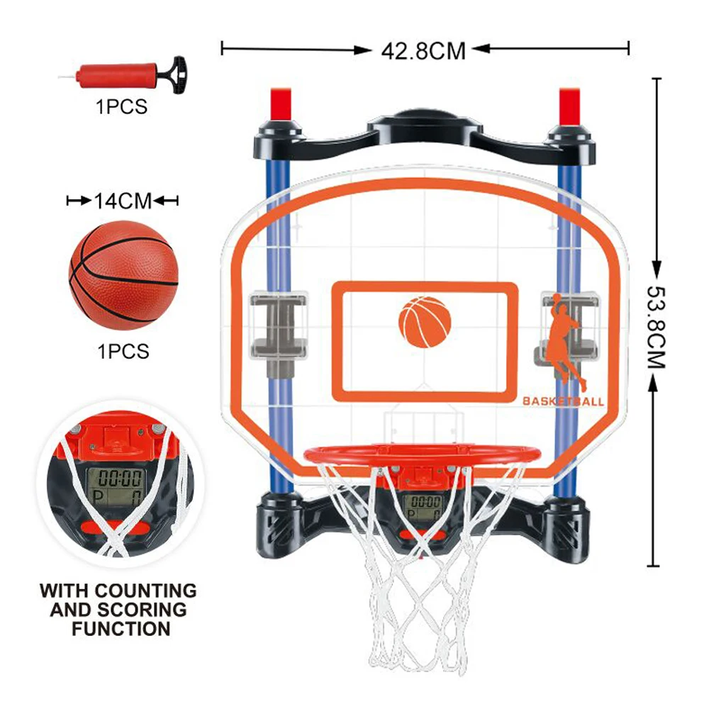 Kids portable indoor sport game toy hanging door electronic scoring customize mini basketball hoop