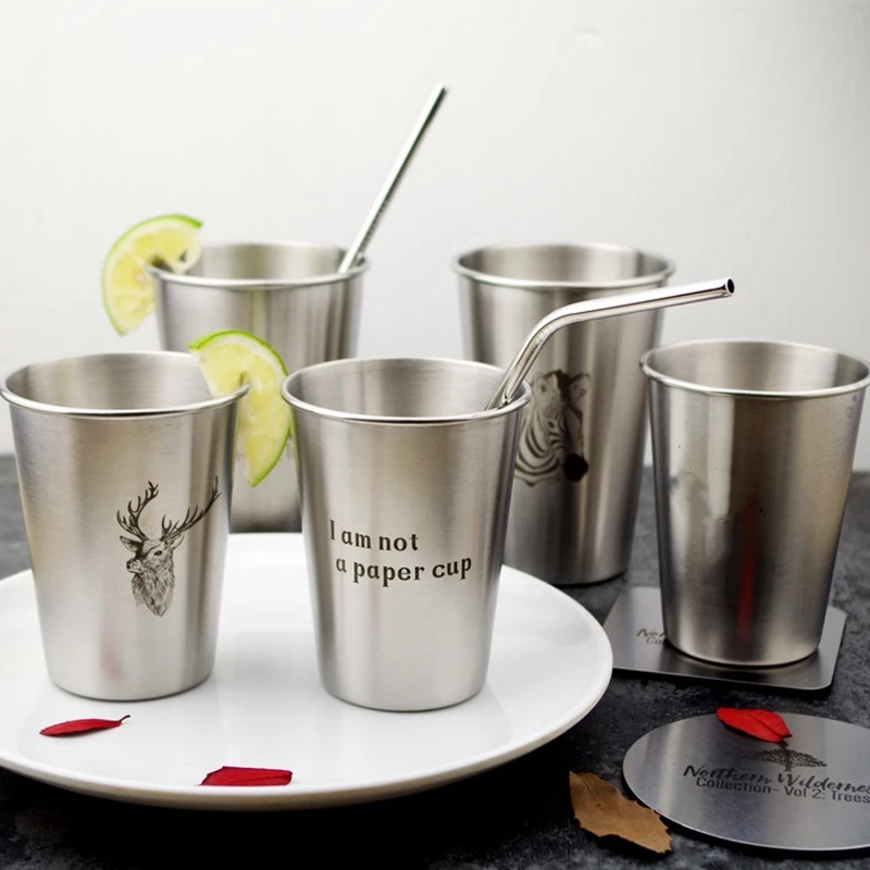 Wholesale Bar Beer Single Wall Stackable Tumbler 304 Stainless Steel Custom Metal Shot Glass Mug Pint Cups