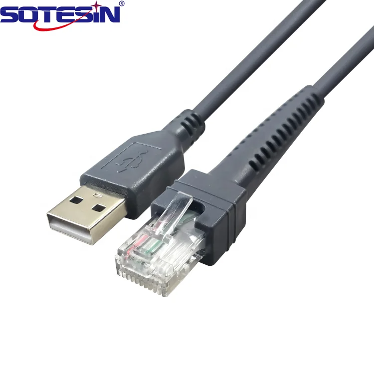  CBA-U01-S07ZAR 2 м USB сканер штрих-кодов Сканер кабель провод LS2208 DS2208 LS4208 Rj45 Мужской Usb печатающая головка для Zebra