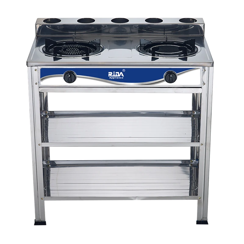 
New model automatic ignition stainless steel panel kitchen 2 burner gas burner home portable stand gas stove 