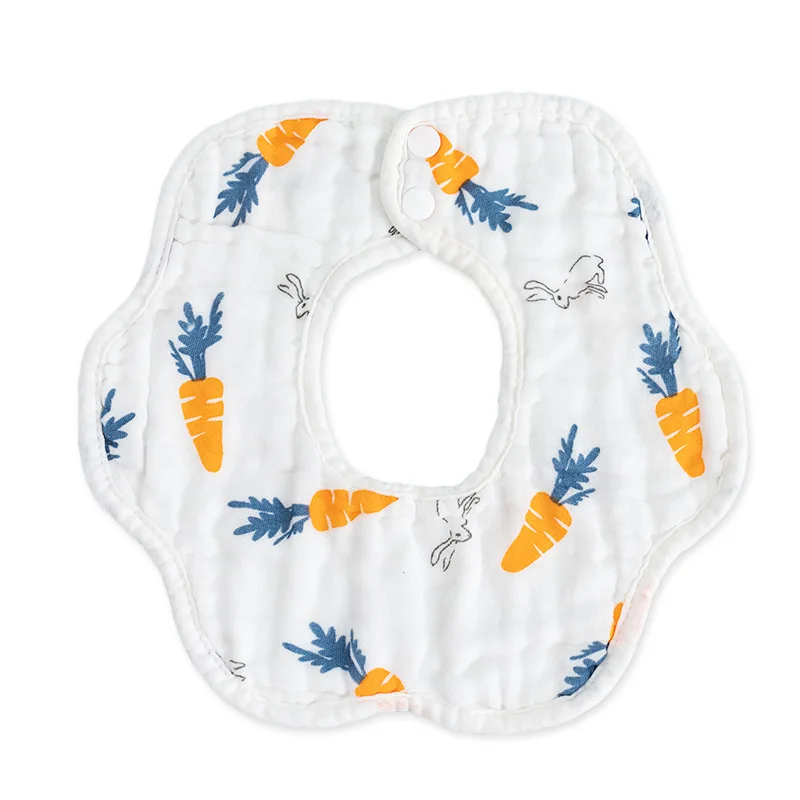 
Super Absorbent Hypoallergenic 6 Layers 100% Cotton Fancy 360 Degree Flower Shape Muslin Pullover Baby Bandana Drool Bibs 