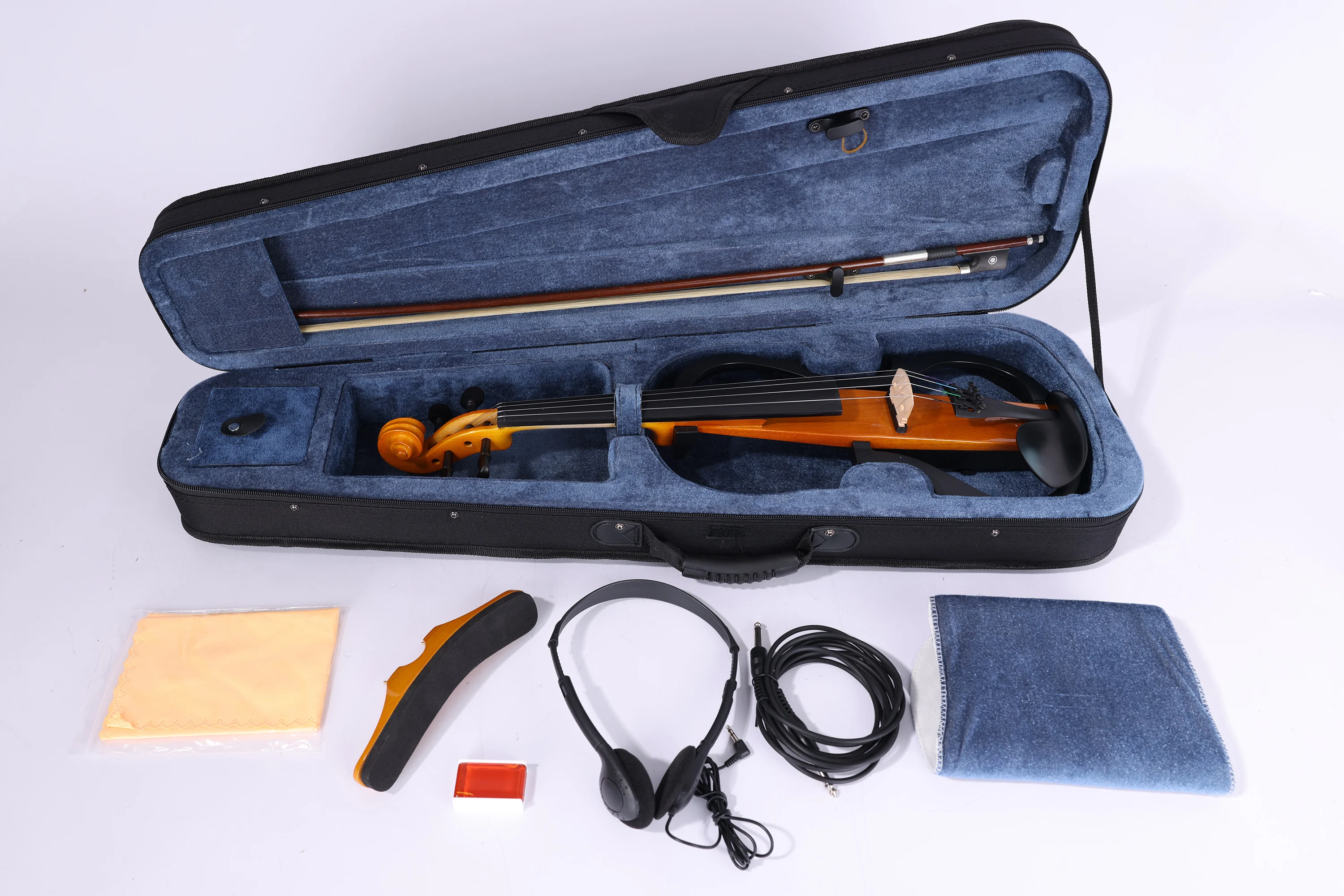 Solid Wood Electric Violin Instrument 4/4 Electric Violin with Headphone Biola Elektrik(VE120P)