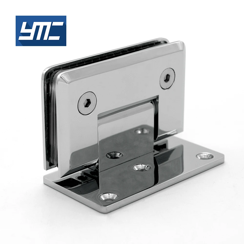 0 90 Degree Satin Brass Bathroom Shower Glass Door Gate Brass Copper Glass Hardware Clip Handle Hinge