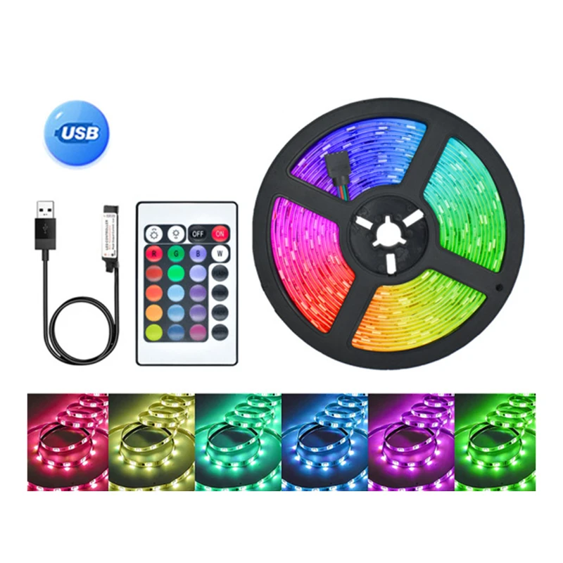 5050 Rgb flexible led neon strip decoration tv ambient backlight intelligent remote control luces led rgb smart strip lights