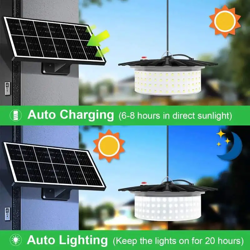 244 LEDs Solar Pendant Light 5 Modes IP65 Waterproof Shed Lamp Motion Sensor Indoor Outdoor Lighting For Pet House
