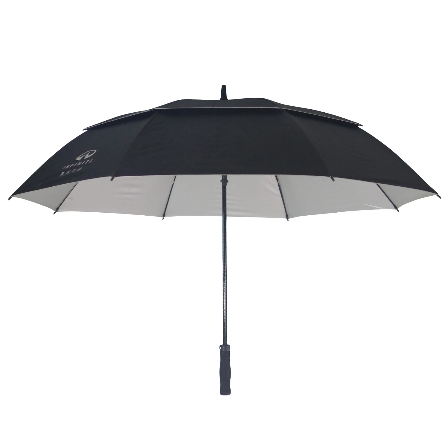 High quality double vented layer super large with silver coated custom logo business gifts golf umbrellas