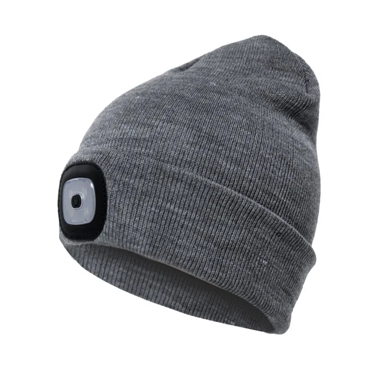 100% Acrylic Knitting beanie hat with led light inside black color LED Beanies