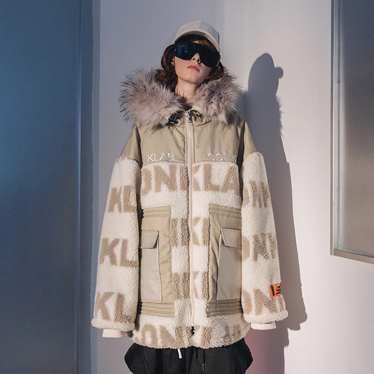 CONKLAB thick customize womens long section winter lamb fur jackets warm original brand street jackets