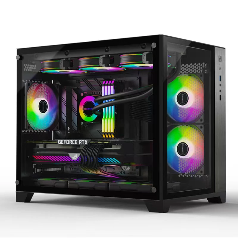 Wholesale 2023 New Design Custom Atx Pc Case Tempered Glass Panel Gaming Pc Case SPCC Computer Cases & Towers With Power Supply