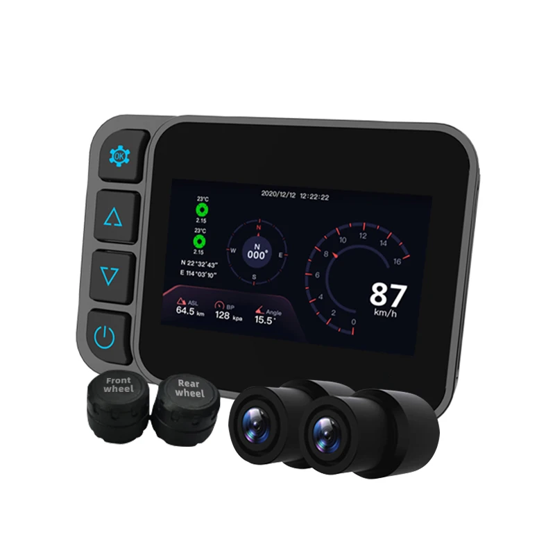 rear view mirror TS stream IPS Waterproof black boxes Dvr Camera HD1080P+1080P Front Rear View Motorcycle Dash Cam with GPS WIFI