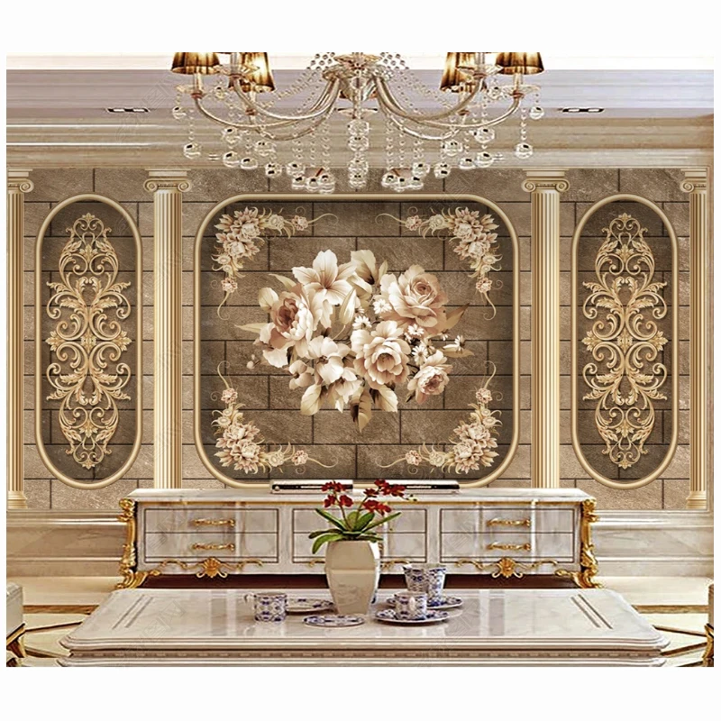 European Style Luxury Art Classic Flower Wall Mural Living Room Bedroom Tv Background Wallpaper Stickers