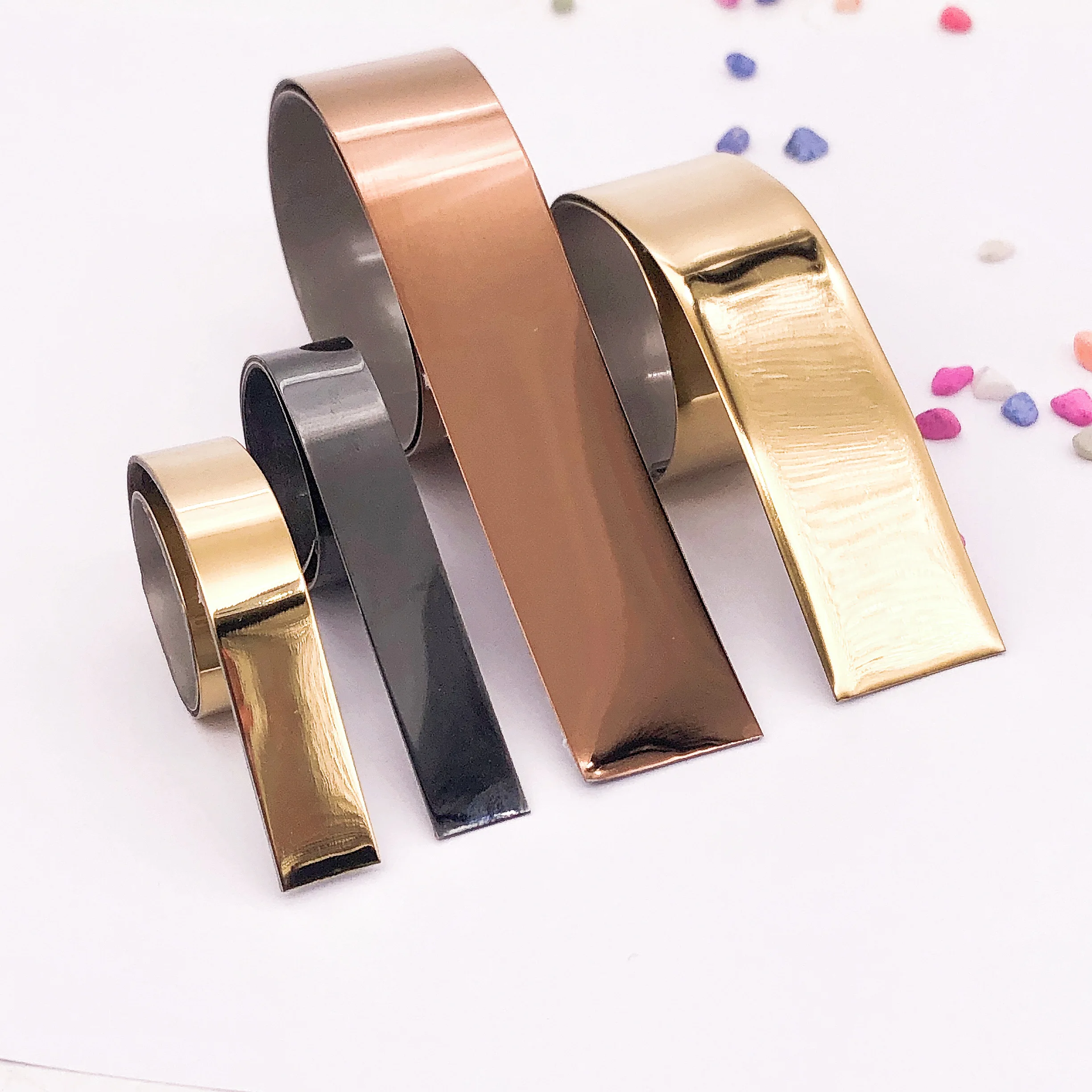 8K Mirror 201 Stainless Steel Self-Adhesive Strip Furnishing Flat Decorative  Wall Sticker