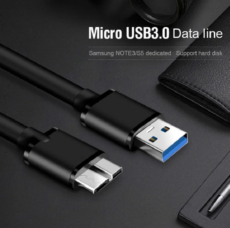 
Customized Fast Charger USB 3.0 to Micro-B Data Transfer Micro B USB3.0 Cable For Hard Drive Disk 