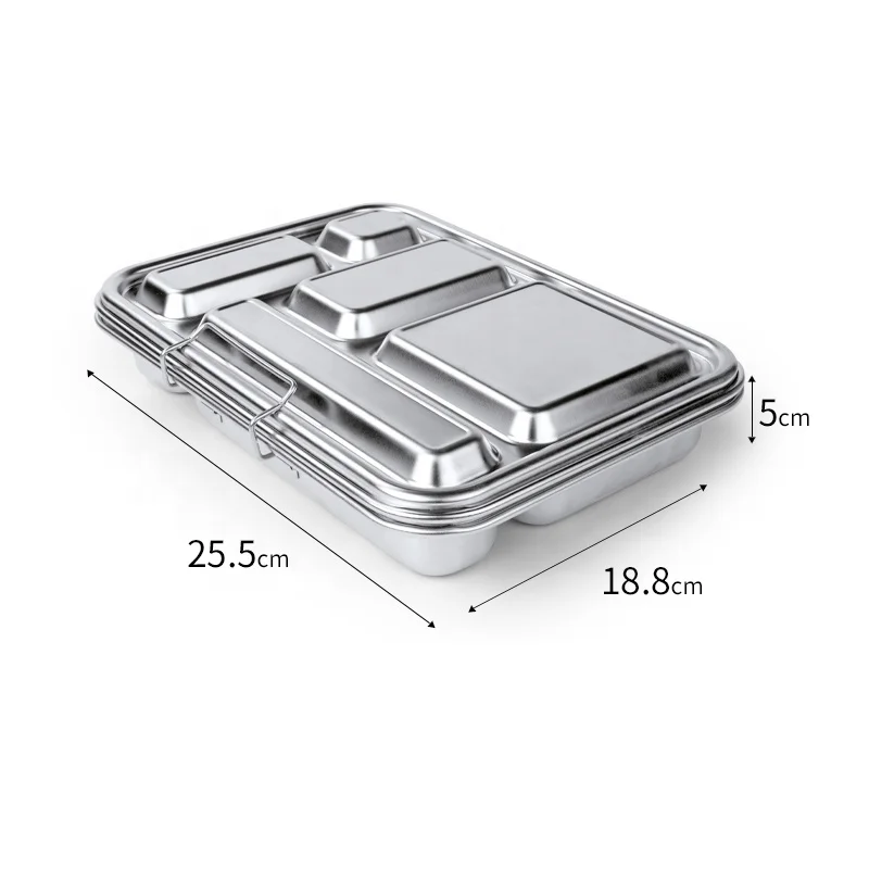 Aohea 5 large capacity lunch box 304 stainless steel leak-proof lunch box sealed silica gel food lunch box