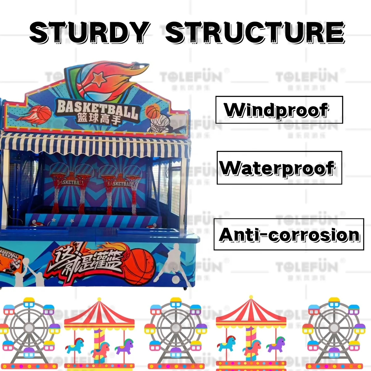 Tolefun Factory Custom Theme Park Midway Festival Slam Dunk Hot Shot Basketball Arcade Machine Carnival Booth Game For Luna Park
