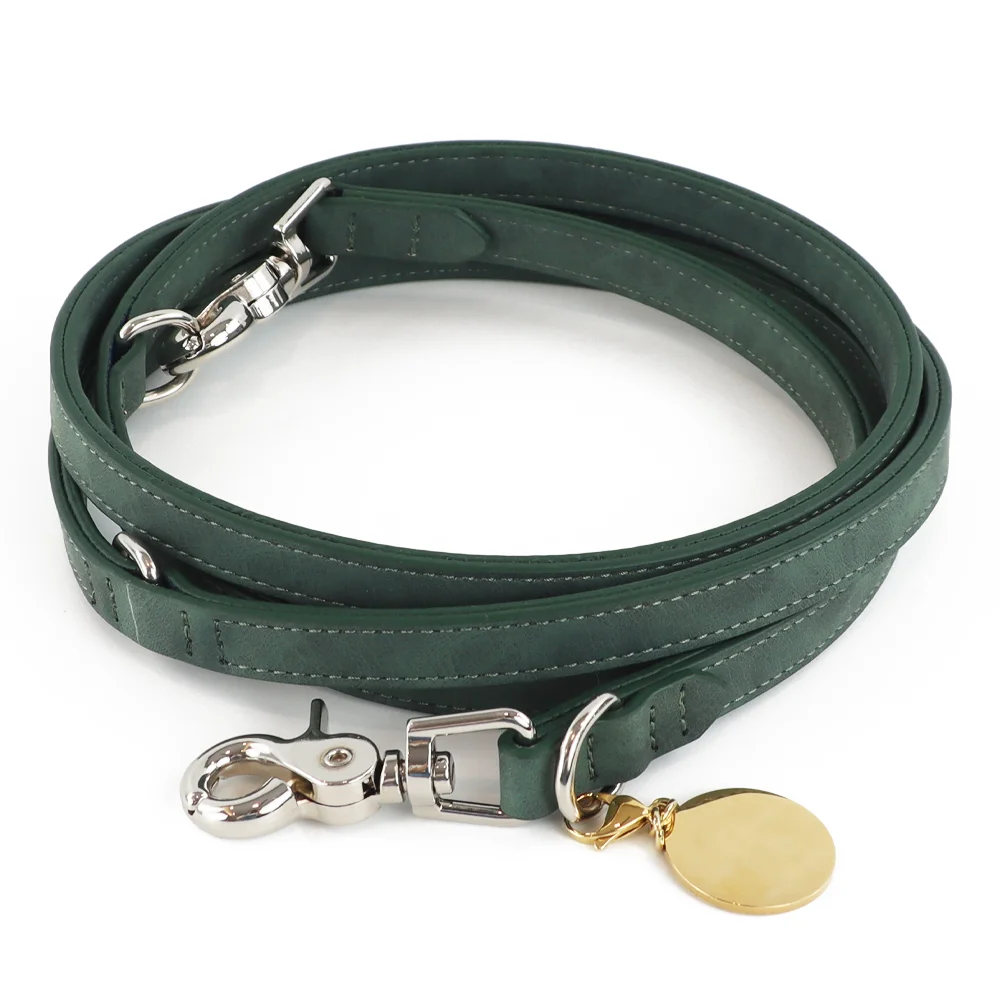 New Style Pet Accessories Adjustable Leather Dog Leads and Collars Luxury Gold Hardware Dog Leash