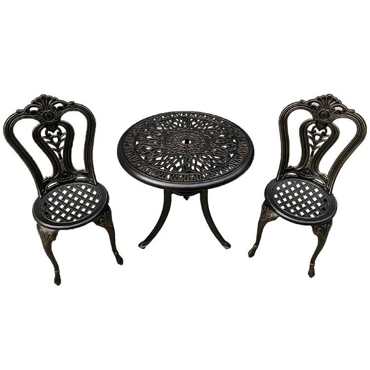 
modern Metal outdoor furniture garden vintage patio sets aluminum party circle table and chairs three-piece 