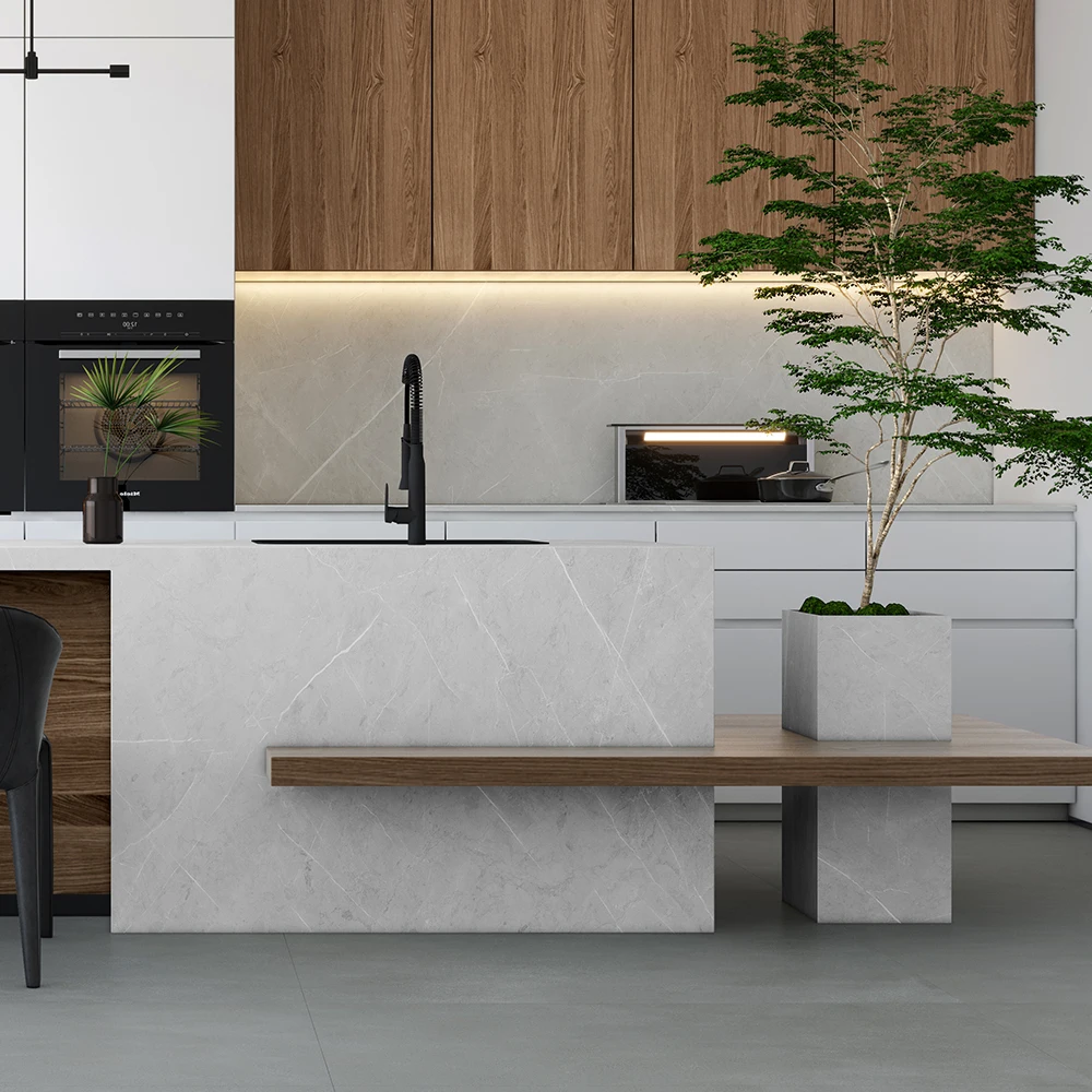 1600*3200*12mm Grey Big Size Tile Wall and Floor Polished Sintered Stone For TV Background and Table Top