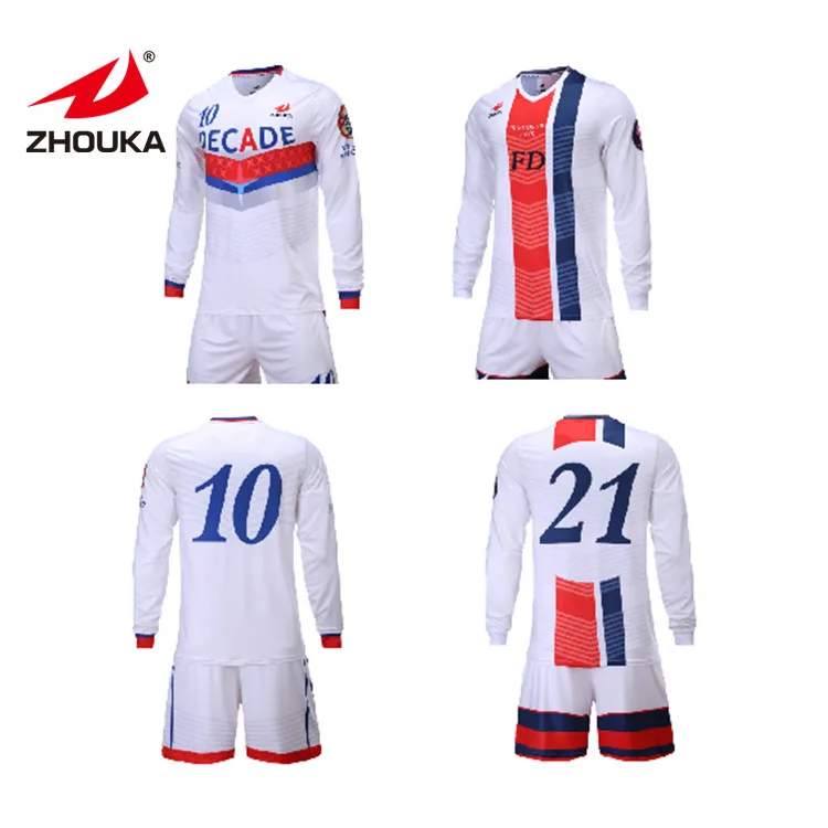 American Club Football Jersey Cheap White Long Sleeve Soccer Uniforms