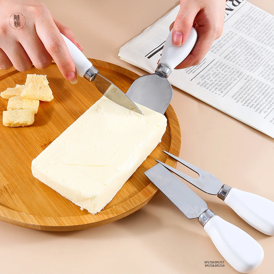 ceramic handle cheese cutting tools 4 pieces set cheese knives cheese knife set