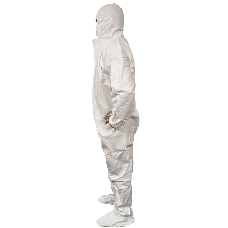 White Medical ppes Suit Disposable Coveralls Waterproof SMS With Hood And Boot Ppekit Disposable Coverall