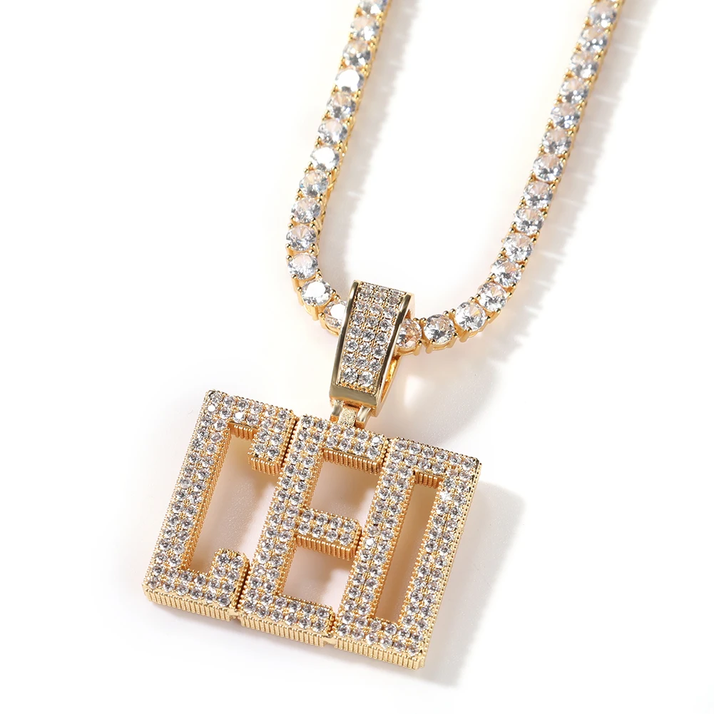 2023 Custom Italics Font Capital Letters Name Pendant Iced Out Name Initial Necklace Pendant Hot Sale CZ Necklace