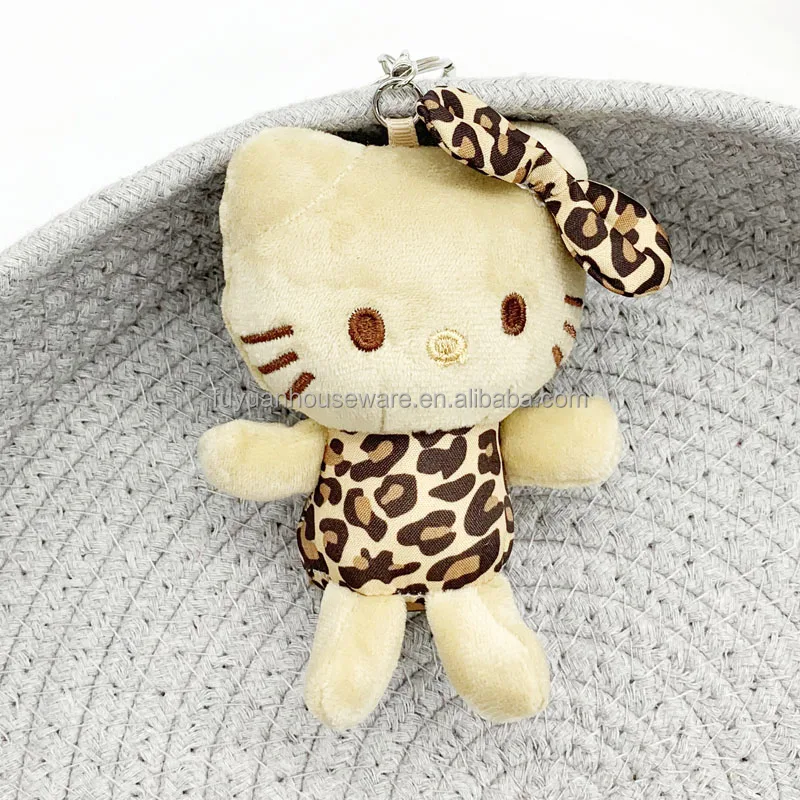 4.5' Newest Fashion Plush toys Hello Kitty Stuffed Charm Holder Cartoon KT Cat Leopard Pattern HOT Selling Accessories