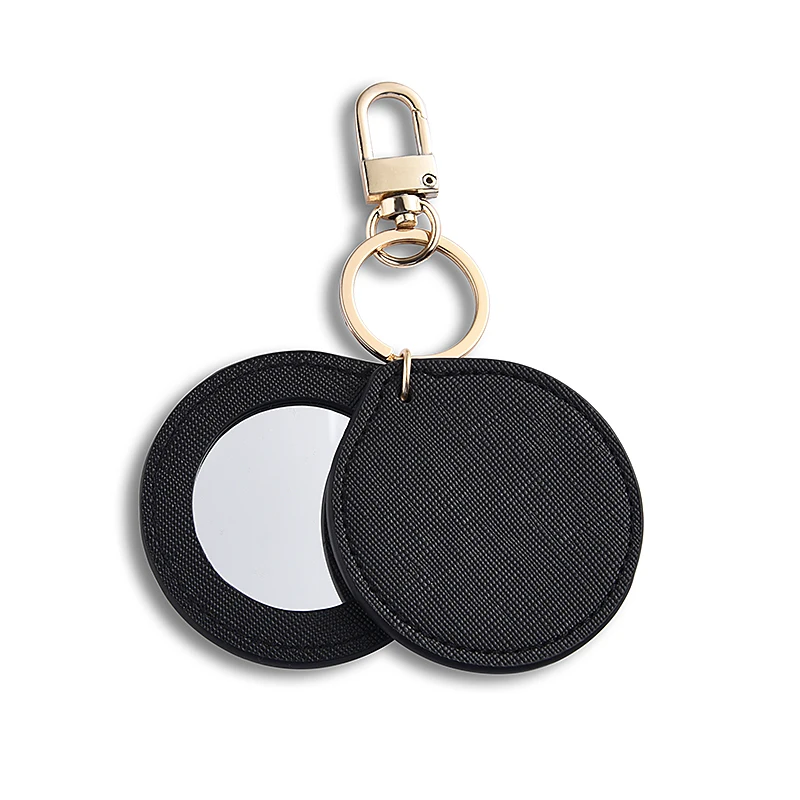 Black Cool Style Portable Hanging Canvas Cover Cosmetic Make Up Pocket Mirror