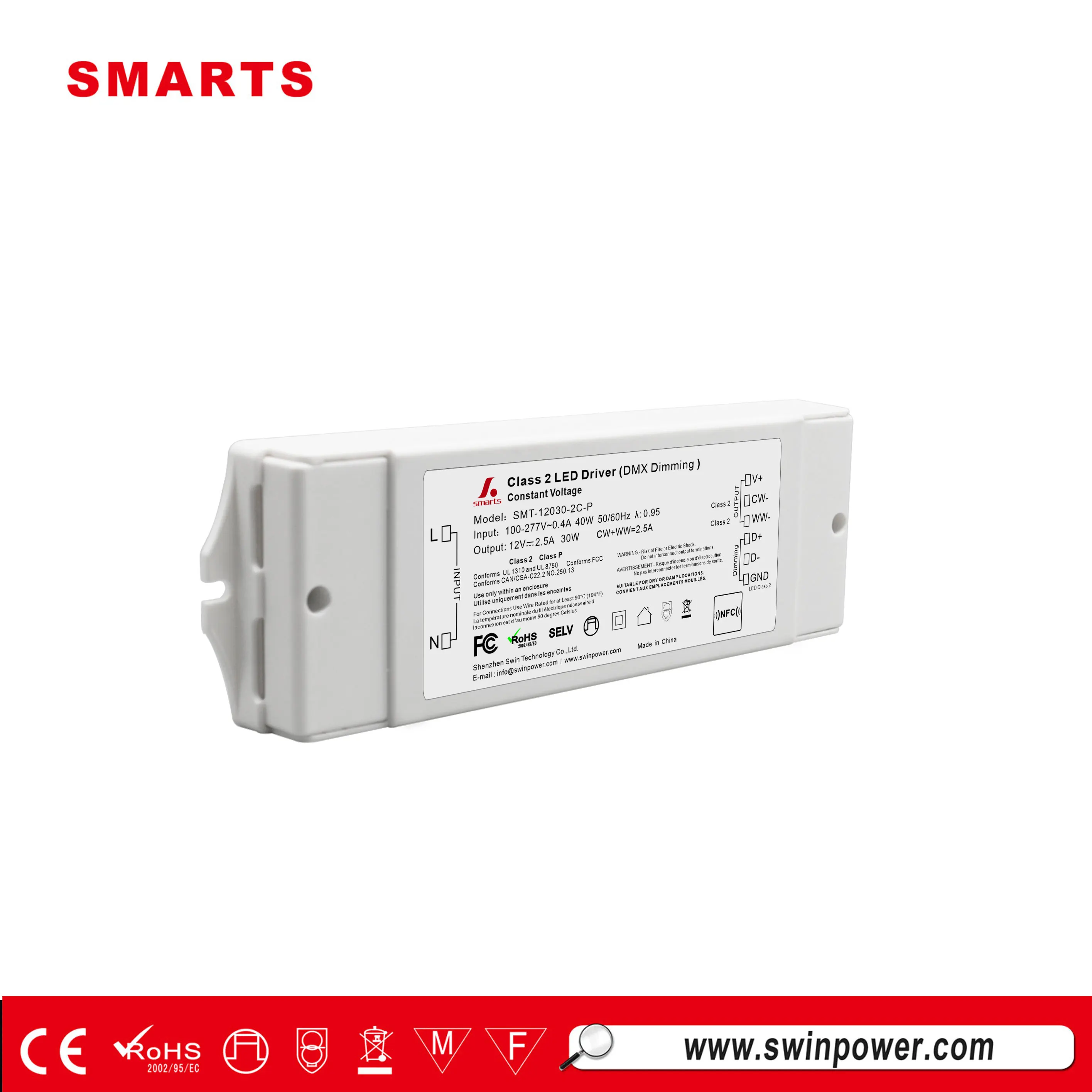 UL listed 24V 30W led driver dmx 2 channels CCT dimmable 24 led driver