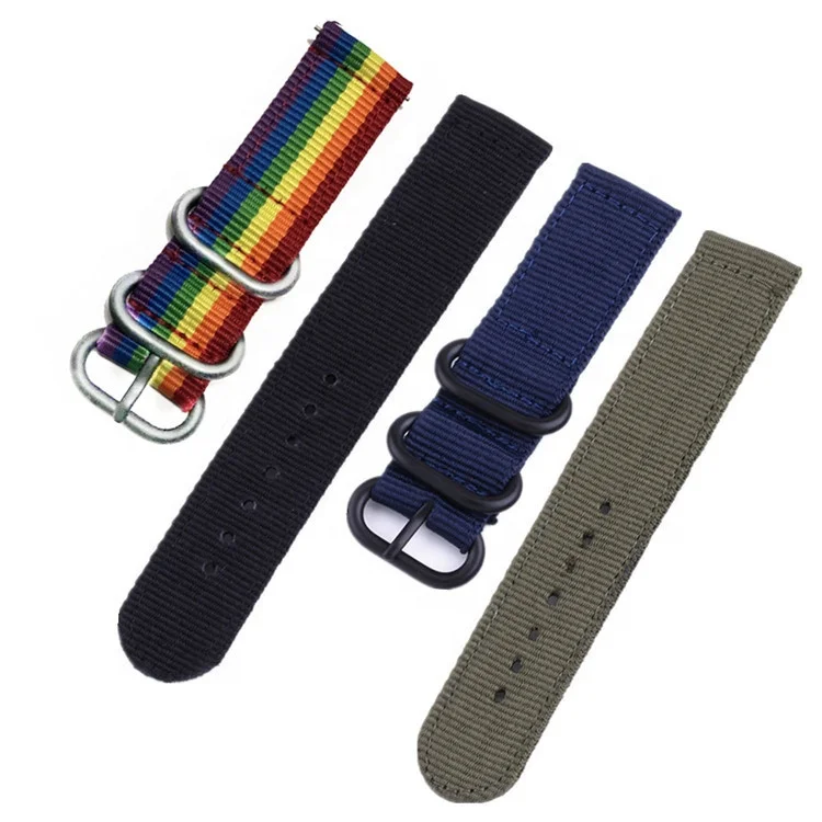 Fabric sport orange beige black gray military green blue khaki zulu canvas watch band 2 piece nylon watch strap