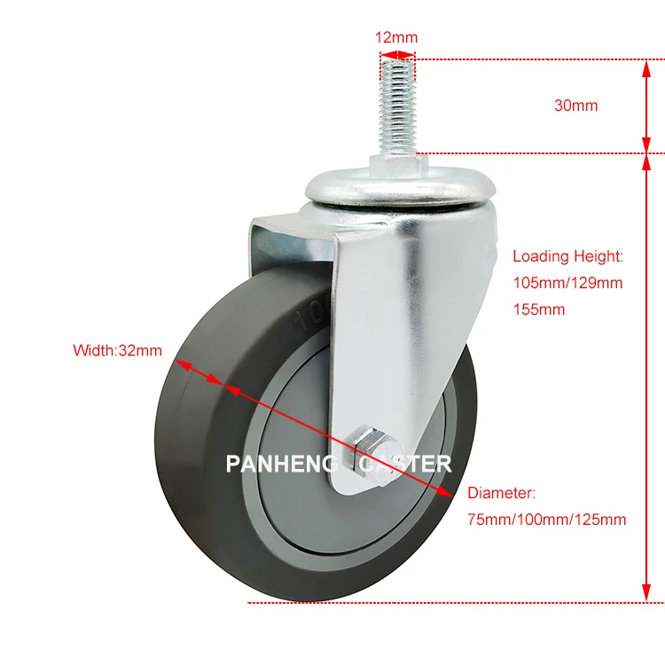 
Wholesale Cheap Price 3/4/5 Inch Trolley Stem TPR Caster Wheel For Dolly 