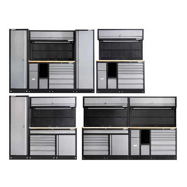 Professional garage workbench and combined tool cabinets