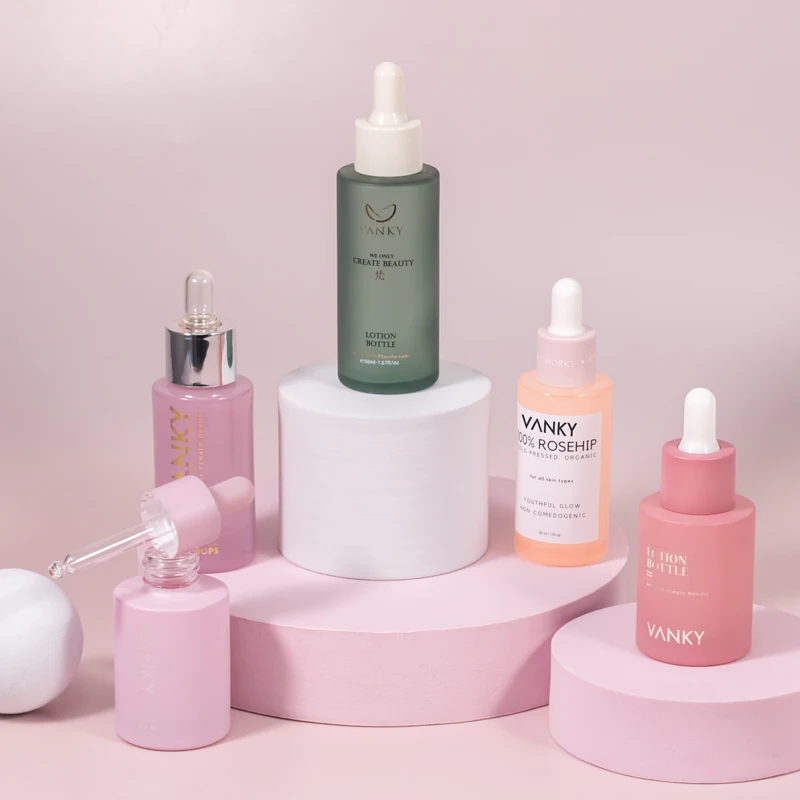 High Quality Customized Colorful Luxury 30ml Skin Care Essence Oil Set Glass Bottle