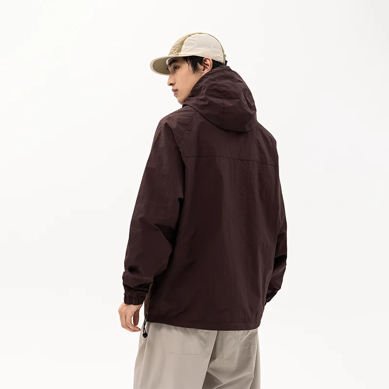 2024 fall winter jacket mens casual loose fit hooded jacket outdoor clothing full zipper blank windbreaker jacket for men