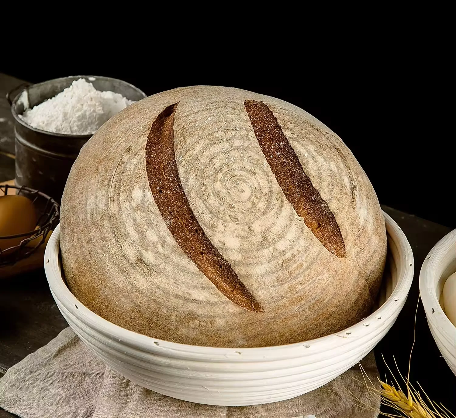 9/10in bread Banneton Proofing Basket Natural Rattan Sourdough Proofing Basket Bread Bowl with Cloth LinerDough Rising baking