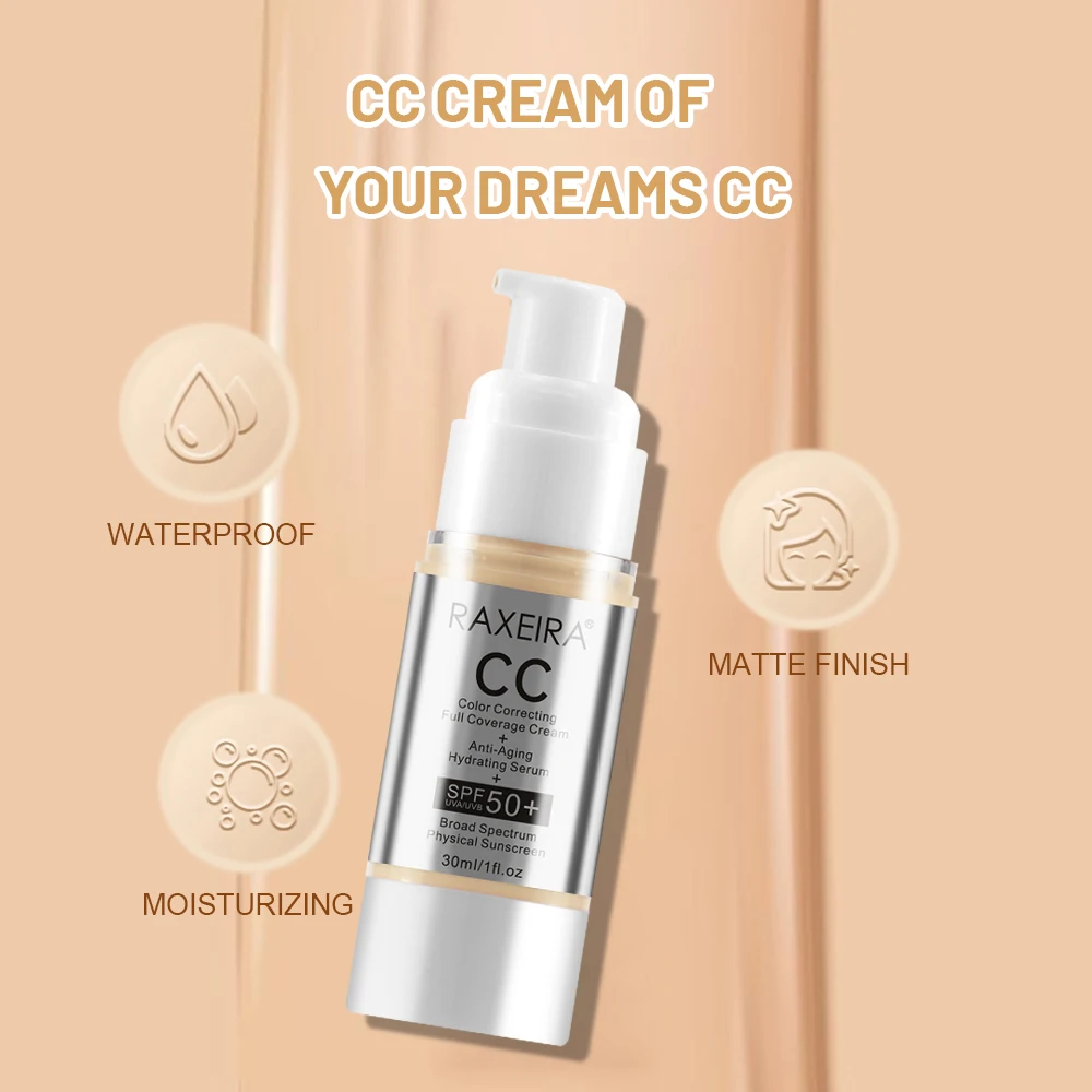 Private Label Cc Cream Foundation Spf 50 Vegan Copper Gluconate Waterproof Color Correcting Full Coverage Cc Cream