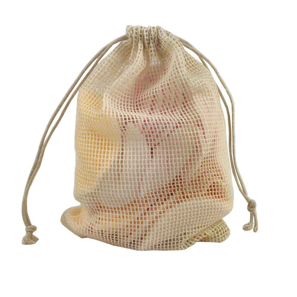 Reusable High Quality Washable 100% Nature Cotton Small Mesh Cleaning Laundry Bag with Customized Logo
