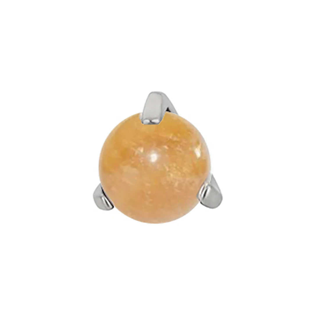 Calendo Hot Sale ASTM F136 Titanium Prong Set Natural Stone Balls Threaded End Earring Piercing tops